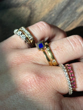 Load image into Gallery viewer, Vintage Modernist Blue Enamel 18k Gold Ring Size 7
