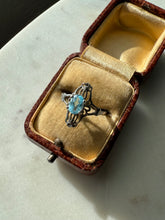 Load image into Gallery viewer, Vintage Filigree Blue Topaz Sterling Silver Ring Size 8.25

