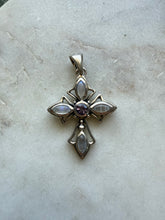 Load image into Gallery viewer, Moonstone Amethyst Sterling Cross Pendant

