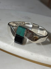 Load image into Gallery viewer, Vintage Solid Sterling Malachite &amp; Black Onyx Bangle Bracelet
