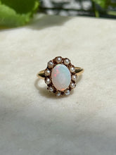 Load image into Gallery viewer, Antique 14k Gold Pearl &amp; Opal Ring Size 6
