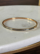 Load image into Gallery viewer, Vintage Princess Cut Natural Blue Sapphire 14k Yellow Gold Bangle Bracelet
