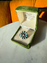 Load image into Gallery viewer, Petit Point Turquoise Sterling Silver Ring Size 6.25
