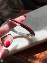 Load image into Gallery viewer, Mexico Vintage Red Inlay Sterling Silver Bangle Bracelet
