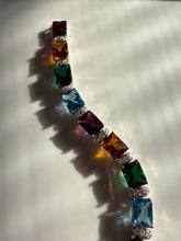Load image into Gallery viewer, Multicolor Gemstone Sterling Silver Chunky Tennis Bracelet 7.25”
