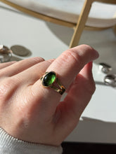 Load image into Gallery viewer, Vintage Peridot Solid 14k Yellow Gold Ring Size 8.25
