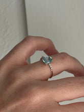 Load image into Gallery viewer, Cushion Cut Aquamarine with Single Cut Diamonds 14k White Gold Ring
