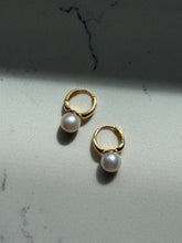 Load image into Gallery viewer, Gold Vermeil Pearl Clicker Hoops
