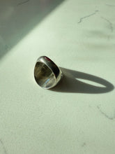 Load image into Gallery viewer, Midcentury Mexican Crushed Turquoise Sterling Silver Signet Ring Size 8
