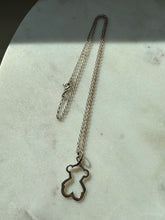 Load image into Gallery viewer, Vintage Sterling Silver Teddy Bear Necklace 18”

