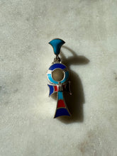 Load image into Gallery viewer, Turquoise Lapis Coral Sterling Silver Egyptian Ankh Pendant
