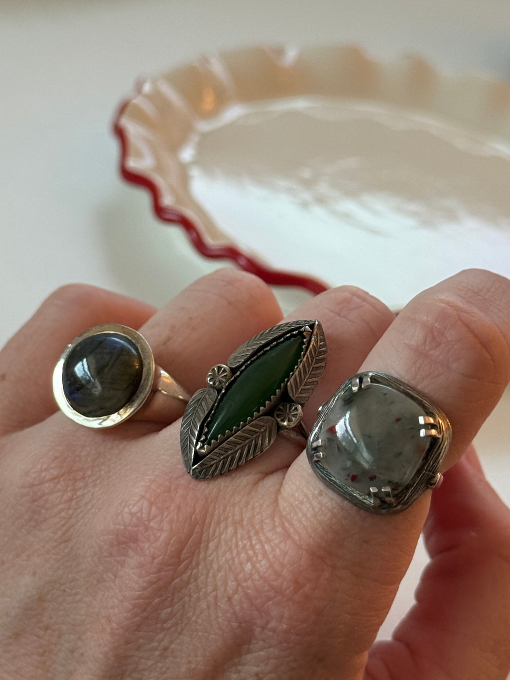 Labradorite Sterling Silver Ring Size 10.25