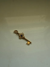 Load image into Gallery viewer, Vintage Blue Enamel 18k Yellow Gold Key Pendant
