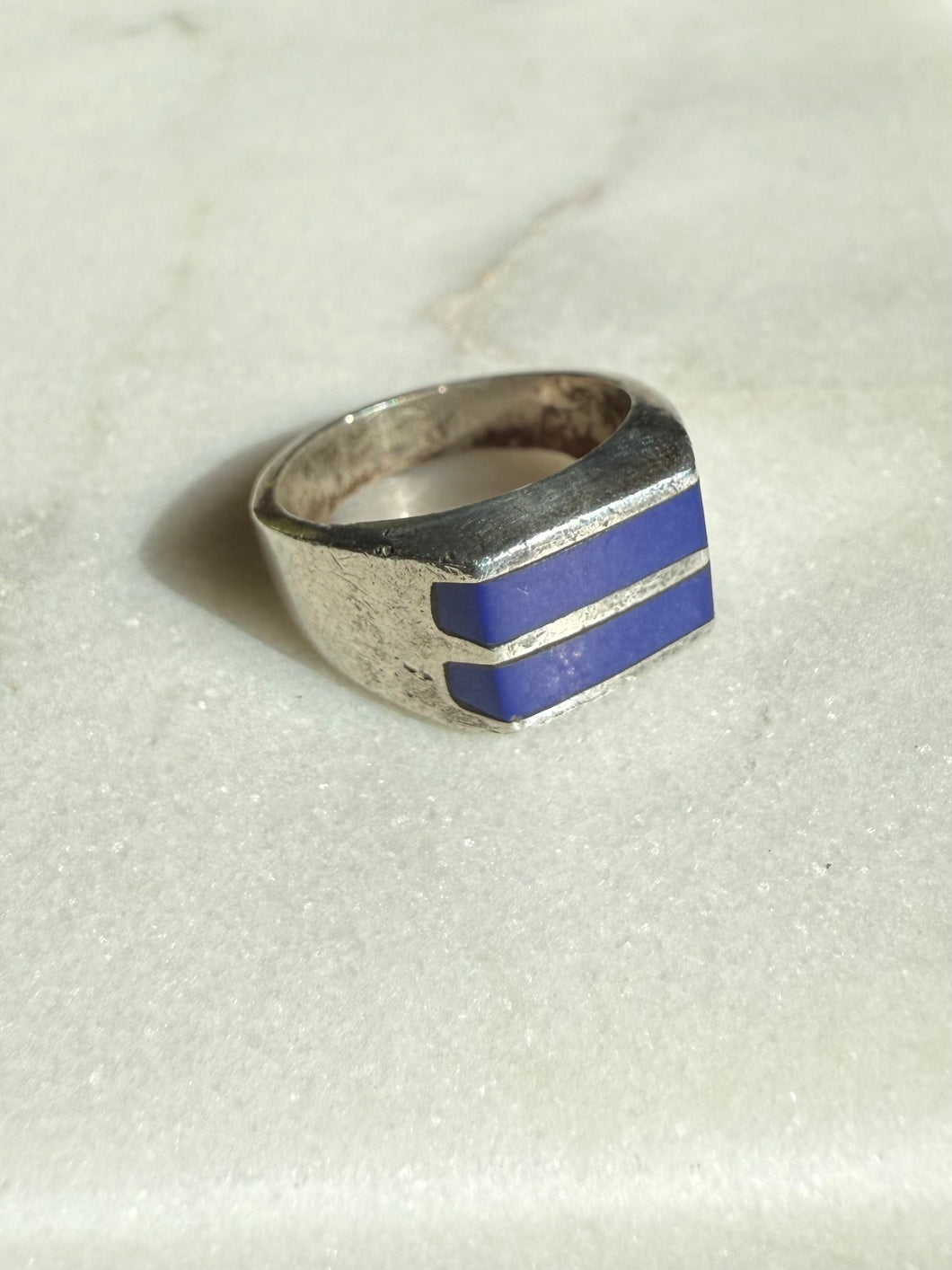 Blue Lapis Sterling Silver Ring Size 6.25
