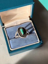 Load image into Gallery viewer, Vintage Turquoise Sterling Silver Ring Size 10.25
