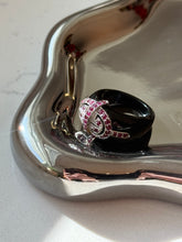 Load image into Gallery viewer, Black Onyx Sterling Silver Ruby Ring Size 7
