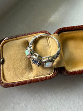 Load image into Gallery viewer, Simulated Opal &amp; CZ Sterling Silver Ring Size 8.25
