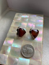 Load image into Gallery viewer, Carnelian Sterling Silver Vintage Heart Post Back Earrings
