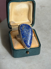 Load image into Gallery viewer, Chunky Lapis Sterling Silver Ring Size 9
