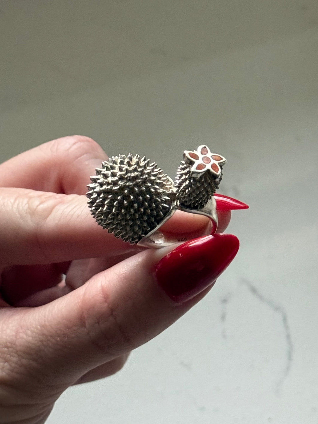 Rare Virginie Carpenter Cactus Sterling Silver Ring Size 4.25