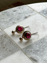 Load image into Gallery viewer, Garnet Cabochon Sterling Silver Earrings
