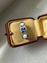 Load image into Gallery viewer, Simulated Opal &amp; CZ Sterling Silver Ring Size 8.25
