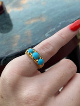 Load image into Gallery viewer, Antique 22k Persian Turquoise Trilogy Ring
