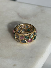 Load image into Gallery viewer, Multi-Gemstone Wide Gold Vermeil Ring Size 10
