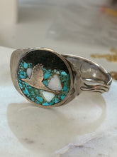 Load image into Gallery viewer, Vintage Sterling Inlay Cuff Bracelet
