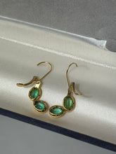 Load image into Gallery viewer, Natural Emerald 14k Yellow Gold Earrings
