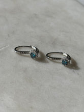 Load image into Gallery viewer, Blue &amp; White Diamond 14k White Gold Earrings
