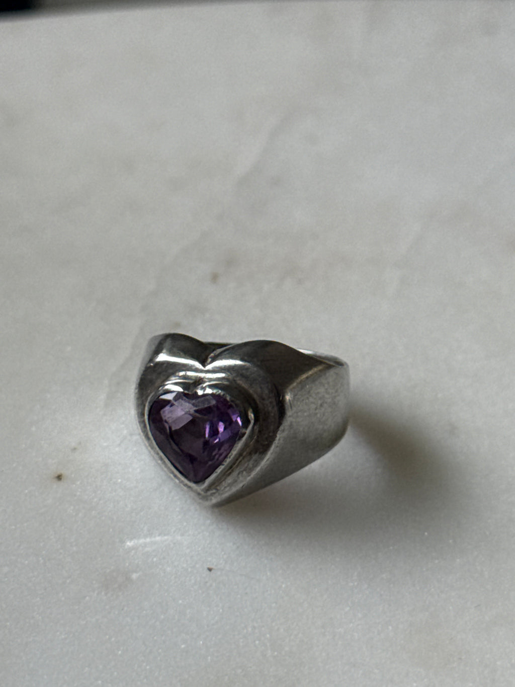 Vintage Purple Heart Sterling Ring Size 6.5