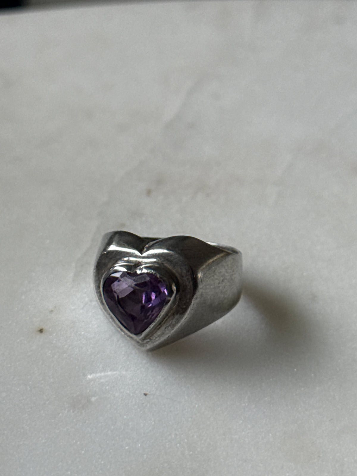 Vintage Purple Heart Sterling Ring Size 6.5