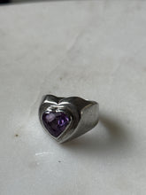 Load image into Gallery viewer, Vintage Purple Heart Sterling Ring Size 6.5
