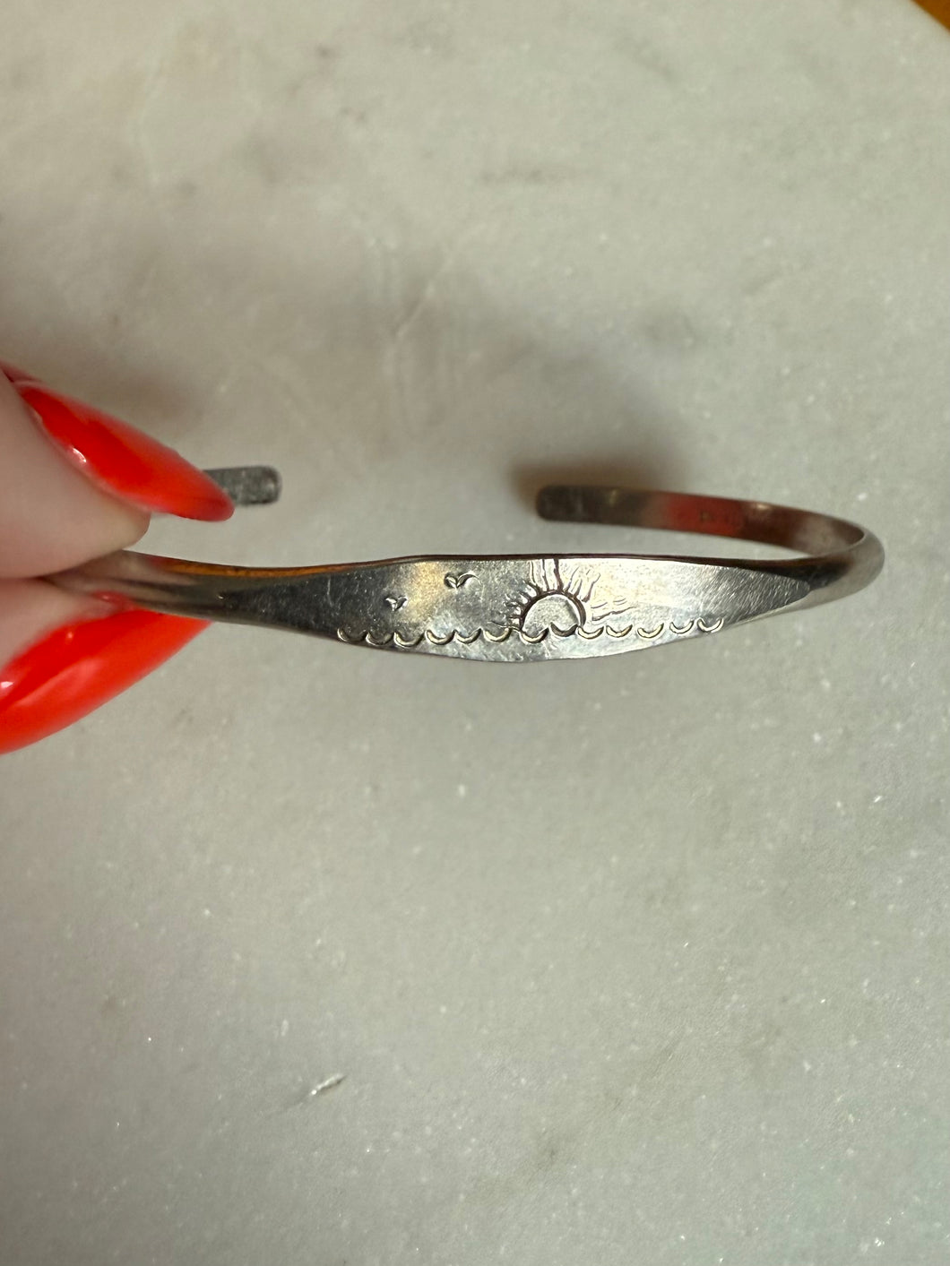 Seascape Sunshine Engraved Sterling Silver Cuff Bracelet