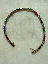 Load image into Gallery viewer, Ruby Emerald Blue Sapphire Diamond 10k Gold Bracelet 7”
