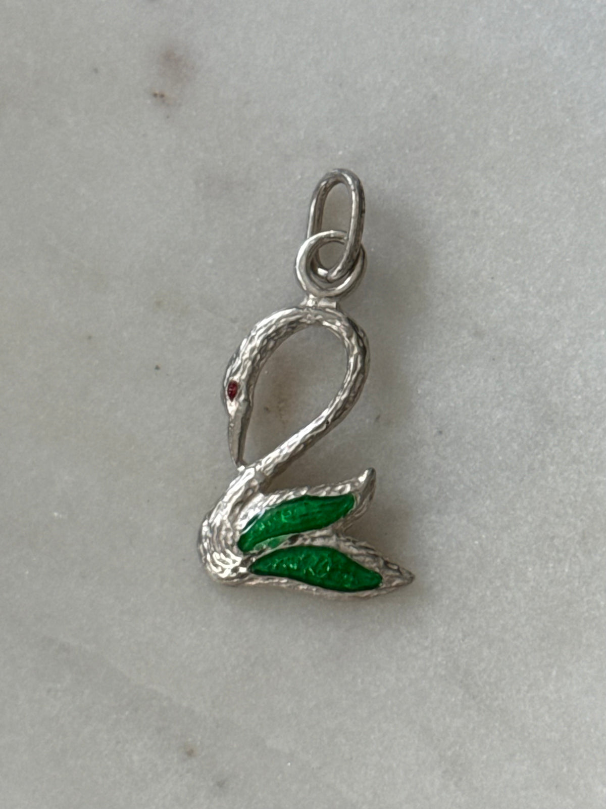 Enamel Swan Sterling Silver Pendant