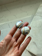 Load image into Gallery viewer, Vintage Herbert Begay Sterling &amp; 14k Gold Disc Earrings
