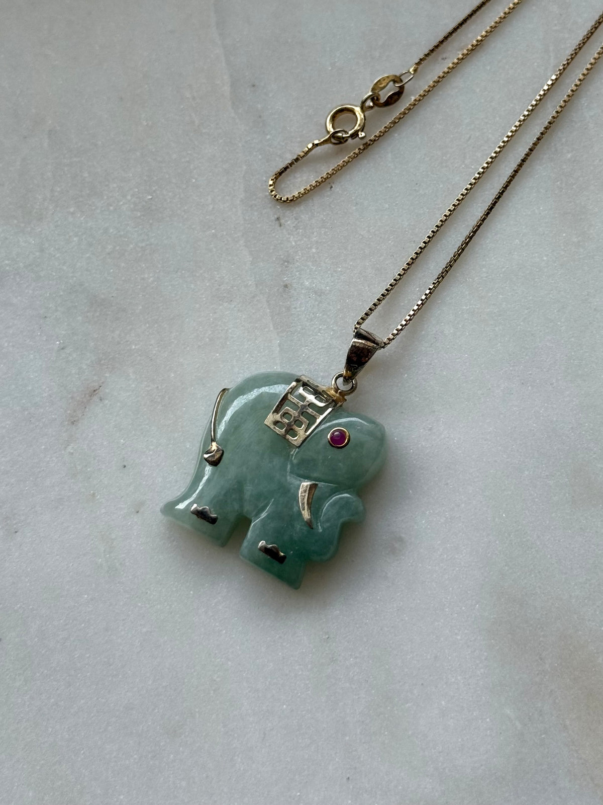 Jade Elephant Gold Vermeil Necklace