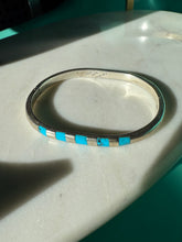 Load image into Gallery viewer, Vintage Mexico Turquoise Inlay Sterling Silver Cuff Bracelet 7”
