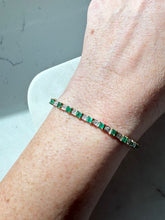 Load image into Gallery viewer, Emerald &amp; Diamond 10k Gold Tennis Bracelet 7”
