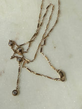 Load image into Gallery viewer, Vintage 10k Yellow Gold Diamond Lariat Drop Necklace 17”
