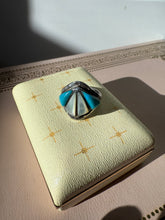 Load image into Gallery viewer, Vintage Turquoise &amp; Mother of Pearl Sterling Silver Ring Size 8
