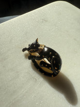 Load image into Gallery viewer, Vintage Black Enamel Gold Plated Panther Brooch
