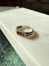 Load image into Gallery viewer, Sterling Silver Crushed Faux Coral Ring Size 8
