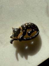 Load image into Gallery viewer, Vintage Black Enamel Gold Plated Panther Brooch
