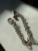 Load image into Gallery viewer, Cabochon Toggle Clasp Sterling Silver Cable Link Bracelet 8”
