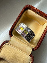 Load image into Gallery viewer, Pastel Glass Sterling Silver Wide Ring Size 6.75
