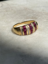Load image into Gallery viewer, Vintage Ruby &amp; Diamond 18k Gold Dome Ring Size 8.75
