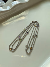 Load image into Gallery viewer, Multi-gemstone Sterling Silver Station Chain Necklace 36”
